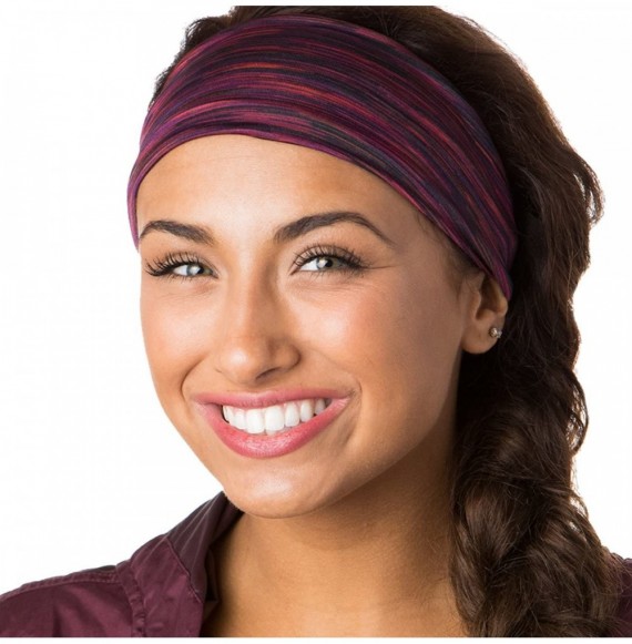 Headbands Adjustable & Stretchy Space Dye Xflex Wide Headbands for Women Girls & Teens - Space Dye Maroon - CU12NZ1YS6M