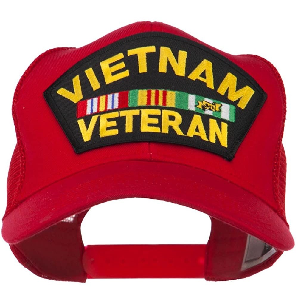 Baseball Caps Vietnam Veteran Military Patched Mesh Back Cap - Red - C211ND5JNAN