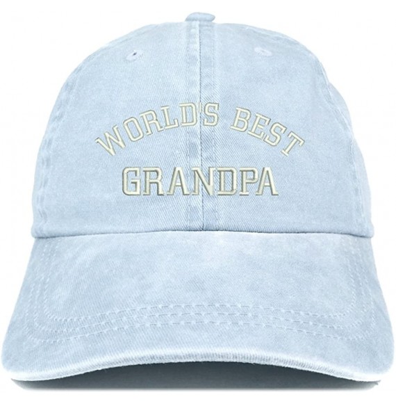 Baseball Caps World's Best Grandpa Embroidered Pigment Dyed Low Profile Cotton Cap - Light Blue - C918CTA02L2