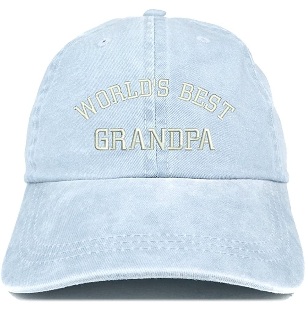 Baseball Caps World's Best Grandpa Embroidered Pigment Dyed Low Profile Cotton Cap - Light Blue - C918CTA02L2