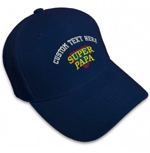 Baseball Caps Custom Baseball Cap Super Papa Embroidery Dad Hats for Men & Women Strap Closure - Navy - CP18SDYQ6RN