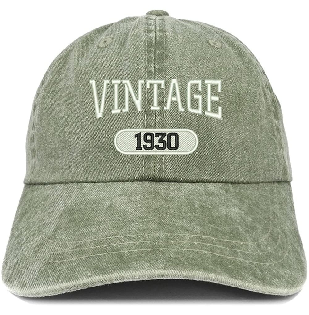 Baseball Caps Vintage 1930 Embroidered 90th Birthday Soft Crown Washed Cotton Cap - Olive - CP180WYIUT9