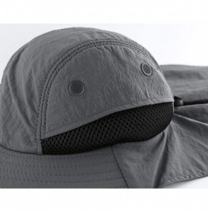 Sun Hats Mens Mesh Flap Sun Hat UPF50+ Wide Brim Breathable Outdoor Fishing Cap - Grey - CG18EM7MHGN