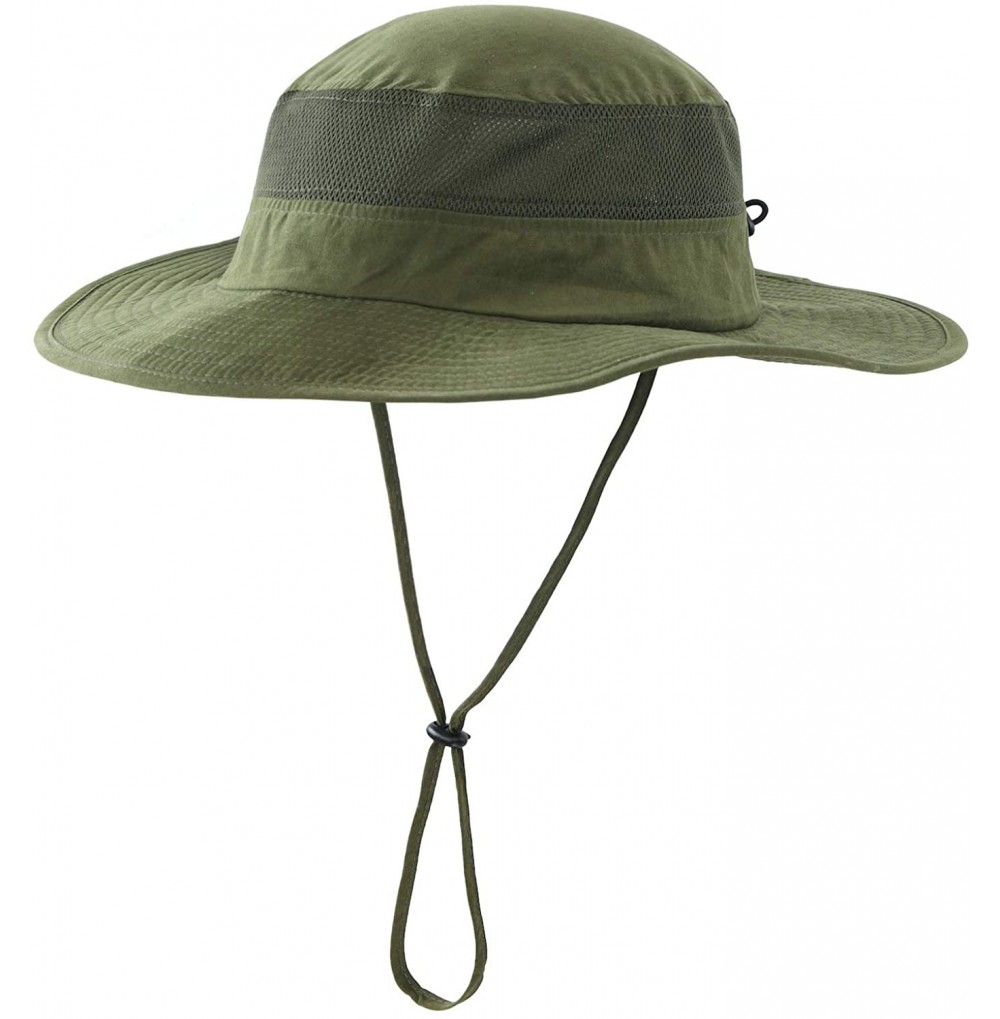 Sun Hats Men's Sun Hat UPF 50+ Wide Brim Bucket Hat Windproof Fishing Hats - M Army Green - CS199QCTX3T