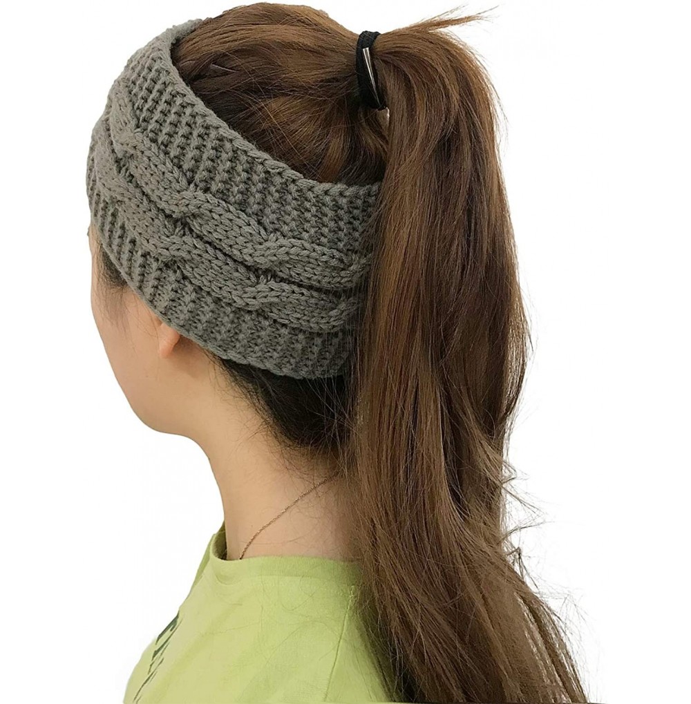 Skullies & Beanies Cable Knit Head Wrap Headband Ear Warmer Hair Belt - Gray - C418K5RHGO3