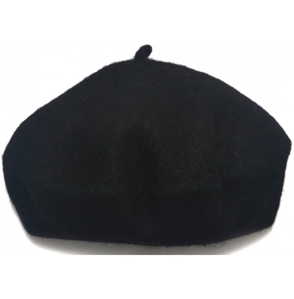 Berets Classic Wool Beret Soild Color Artist Hat for Infants and Toddlers - Black - CN185XOXM0L