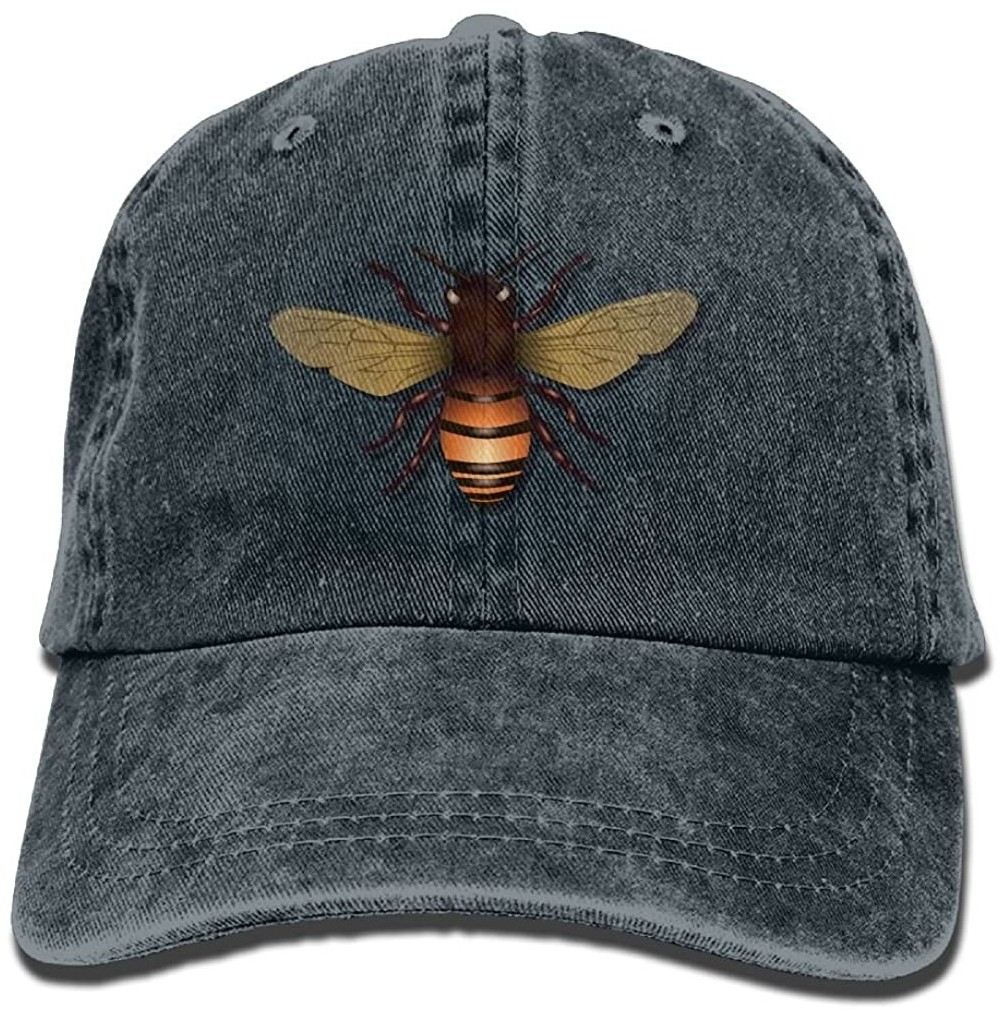 Skullies & Beanies Vivid honeybee Washed Denim Retro Snapback Baseball Hat Cowboy Style Cap Unisex Trucker Hats. - Navy - CU1...