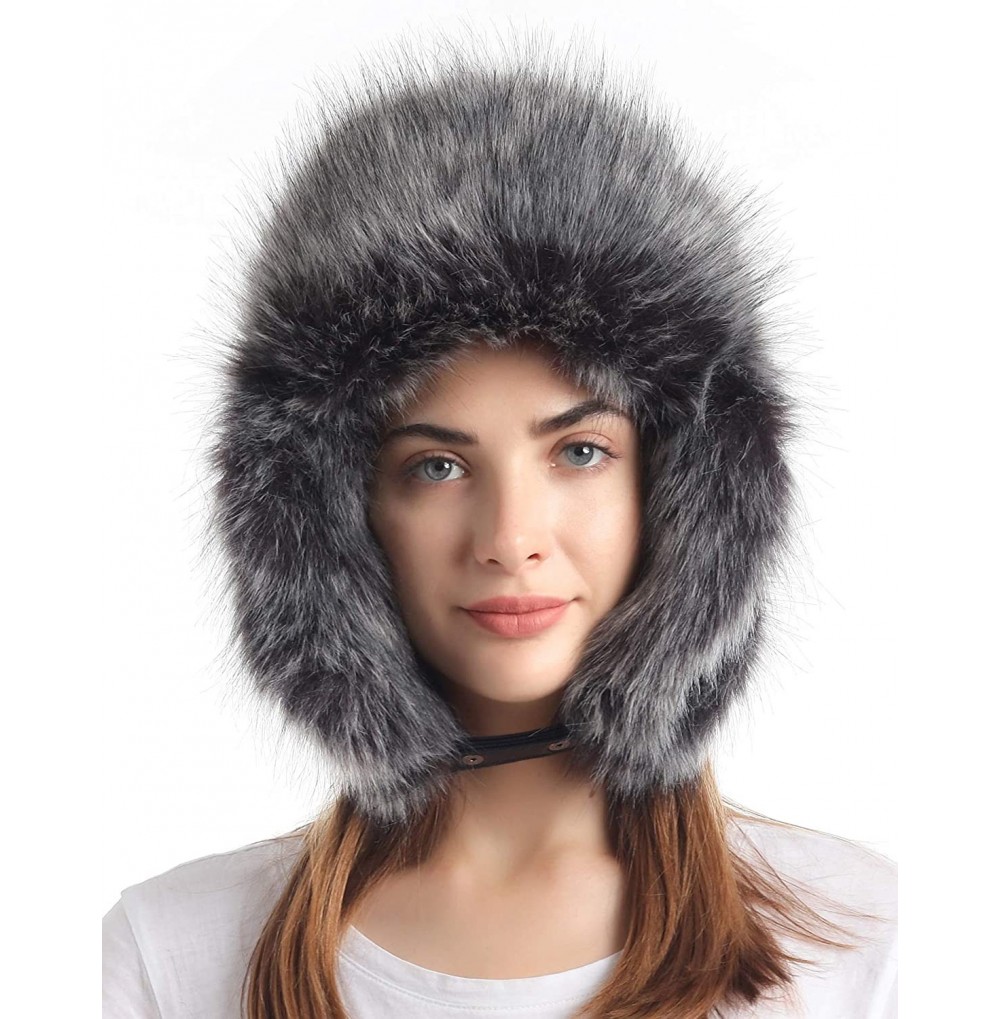 Bomber Hats Women's Adjustable Russian Ushanka Hunting Trapper Winter Leather Faux Fur Hats for Men - CR18X32ZHND