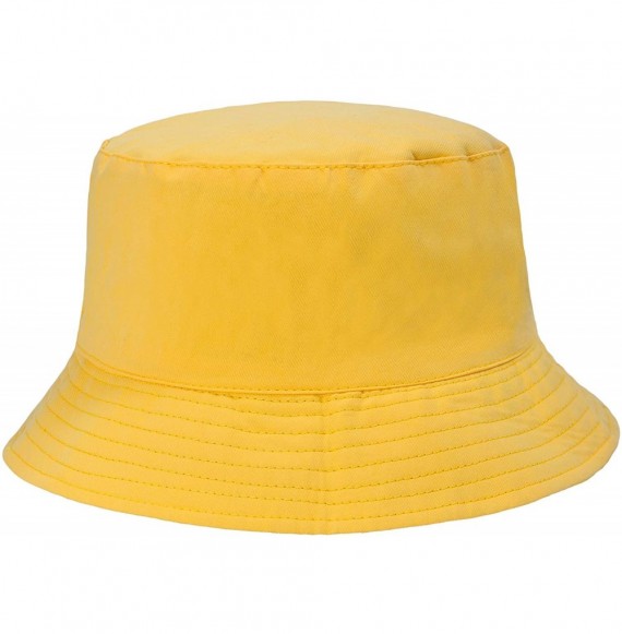 Bucket Hats Women Fashion Cotton Packable Travel Bucket Hat Sun Hat Fishmen Cap - Dip Yellow - CV198XACKGM