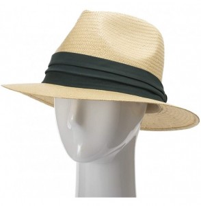 Fedoras Monte Cristo Straw Fedora Panama Hat - Natural Straw With Green Hatband - C411TOTMCXN