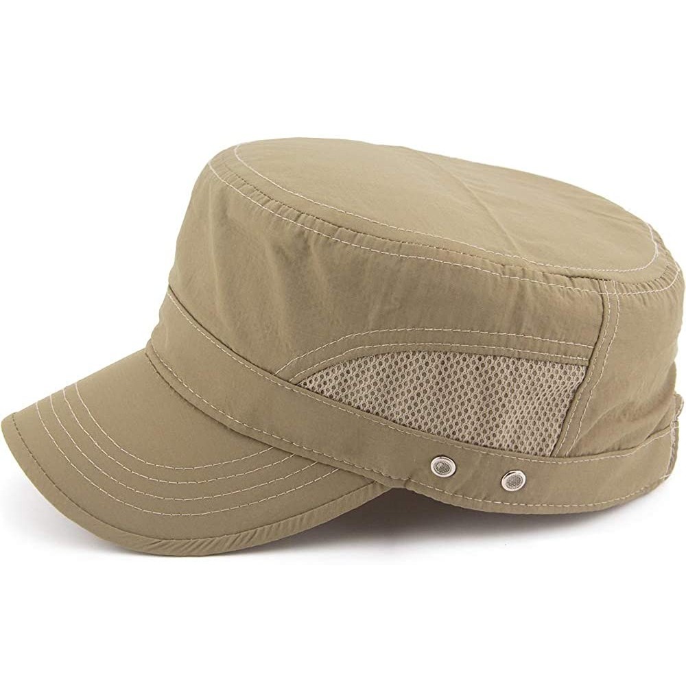 Skullies & Beanies Mens Womens Quick Dry Cadet Cap Waterproof Army Military Hat Flat Top Caps Mesh Inner - B-khaki - C918X8I89AZ