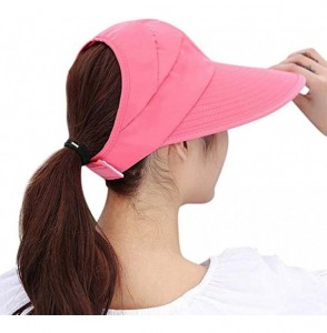Sun Hats Sun Hats Women Large Wide Brim UV Protection Summer Beach Packable Visor - Red - CT18QDN5EMQ