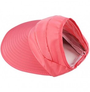 Sun Hats Sun Hats Women Large Wide Brim UV Protection Summer Beach Packable Visor - Red - CT18QDN5EMQ