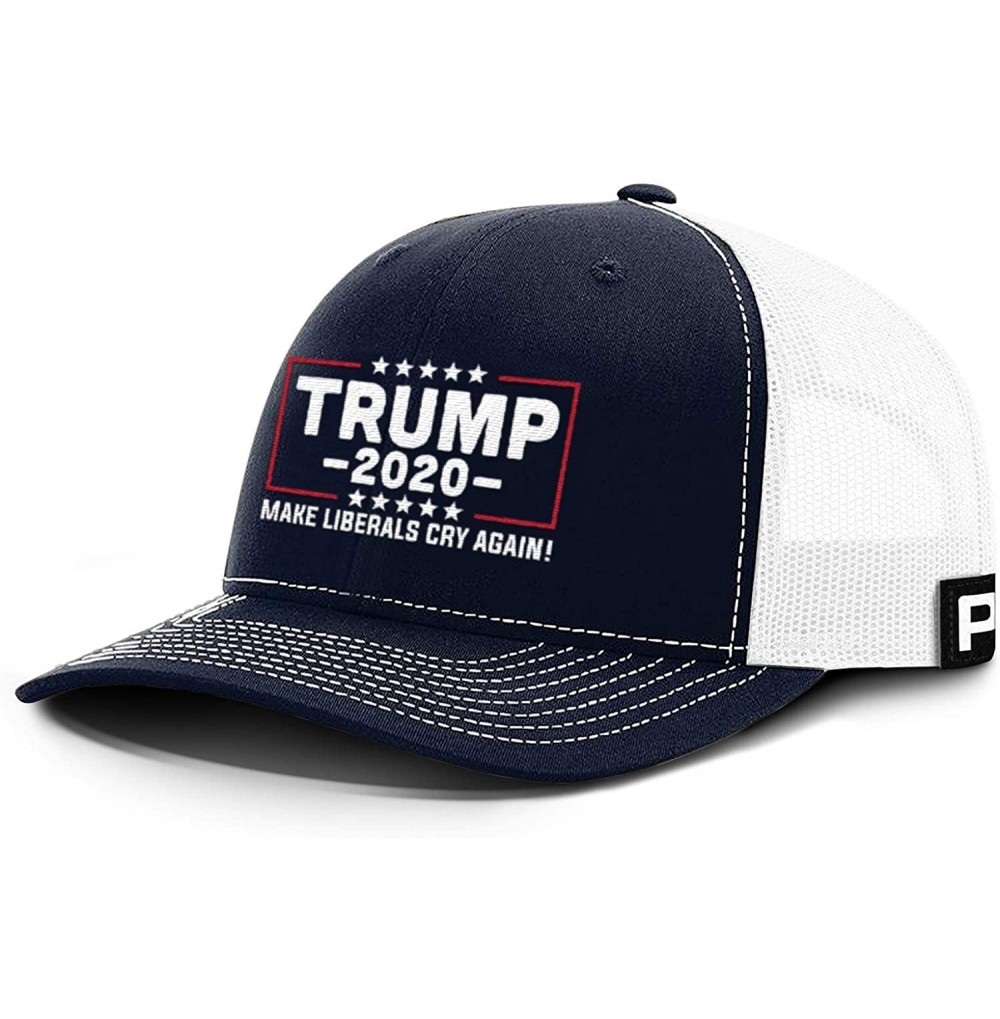 Baseball Caps Trump Hat 2020 Make Liberals Cry Again Mesh Back - Navy Front / White Mesh - CT18UEUNQC2