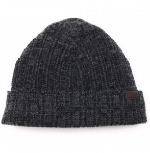 Skullies & Beanies Men's Knit Cashmere Hat - 100% Italian Cashmere - Black and Grey Mix Color - CD18OEOEQR6