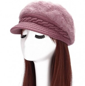 Berets Women Fashion Faux Rabbit Fur Knitted Hat Outdoor Winter Thicken Warm Beret Red One Size - CW18KZOC46X