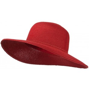 Sun Hats Paper Braid Flat Brim Self Tie Hat - Red W26S25B - C411D3H5BW1