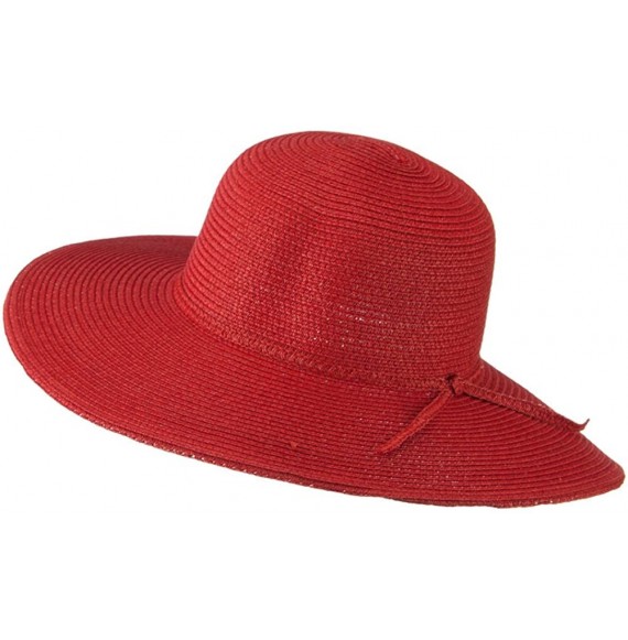 Sun Hats Paper Braid Flat Brim Self Tie Hat - Red W26S25B - C411D3H5BW1