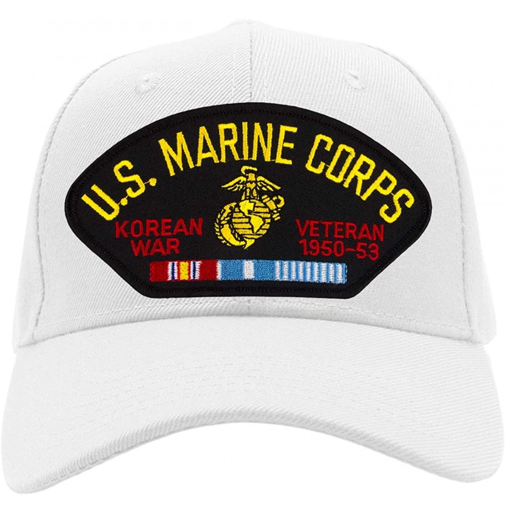 Baseball Caps US Marine Corps - Korean War Veteran Hat/Ballcap Adjustable One Size Fits Most - White - C618K2ZS6CK