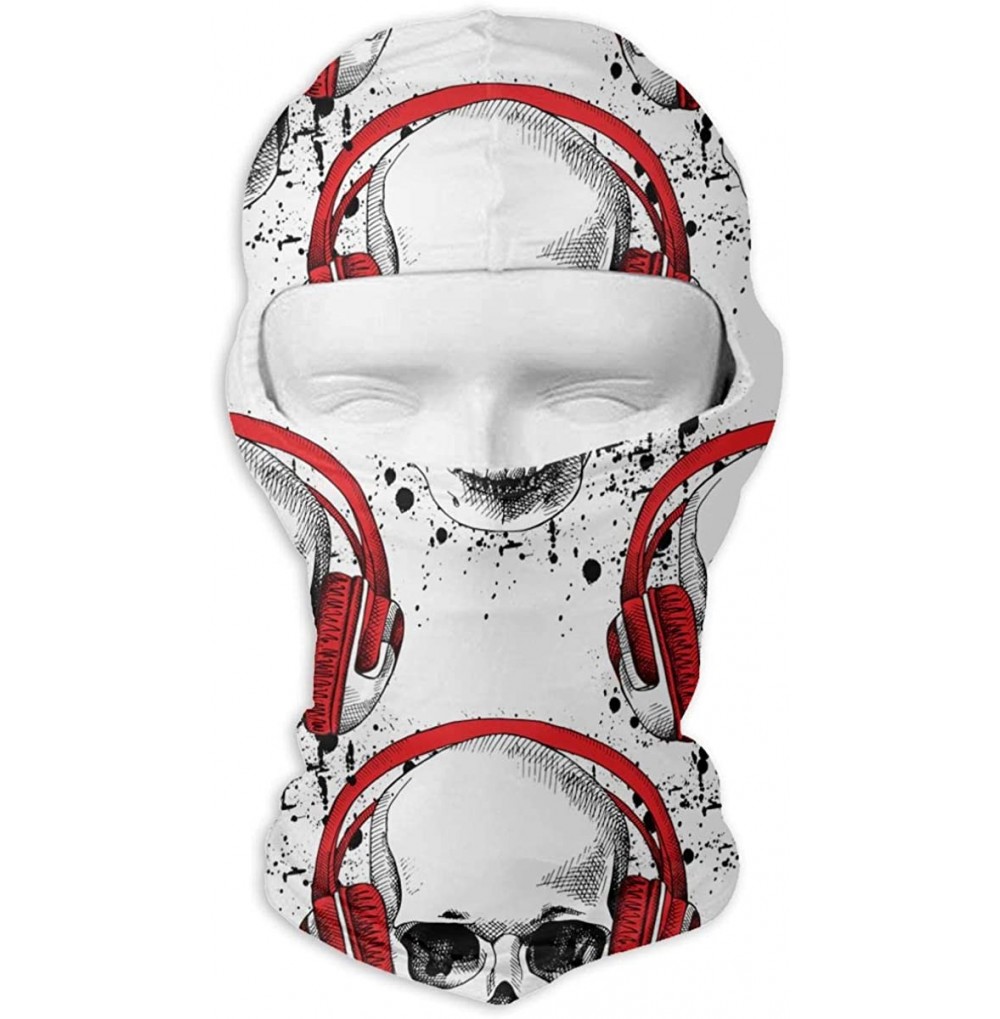Balaclavas Skull in Red Headphones Outdoor Cycling Ski Motorcycle Balaclava Mask Sunscreen Hat Windproof Cap - CA18I4K9LQR