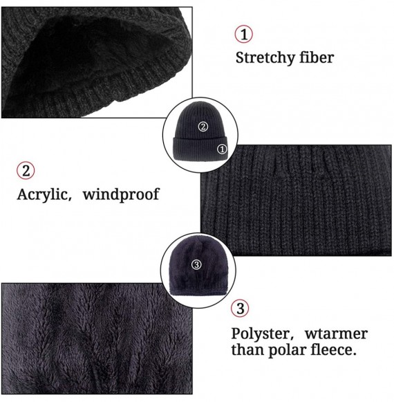 Skullies & Beanies Slouchy Winter Beanie Hats for Guys Men & Women Knit Soft Thick Warm Fleece Lined Skull Caps - E-black - C...