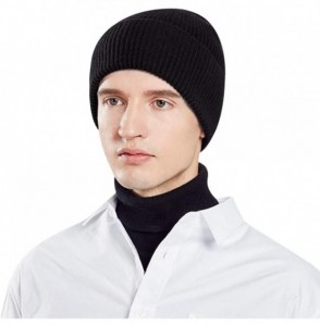 Skullies & Beanies Slouchy Winter Beanie Hats for Guys Men & Women Knit Soft Thick Warm Fleece Lined Skull Caps - E-black - C...