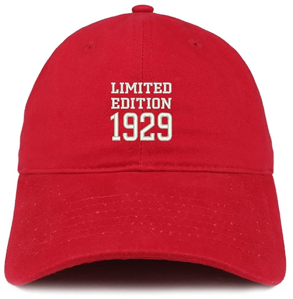 Baseball Caps Limited Edition 1929 Embroidered Birthday Gift Brushed Cotton Cap - Red - CP18CO9CCKS