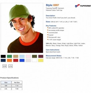 Baseball Caps Yupoong Garment Washed 6-Panel Cotton Twill Cap- Orange- Small / Medium - CZ11O82FE13