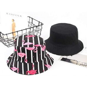 Bucket Hats Flamingo Bucket-Hat Sun Protection Fishing-Reversible Summer Outdoor - Strip Black - C018T5EWOGW