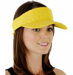 Visors Women's Glitter Sequin Visor Hat - Yellow - CB118Q5G5G1