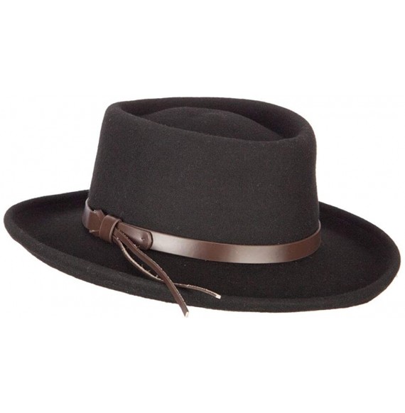 Cowboy Hats Unisex Wool Felt Buckle Strap Trim Gambler Hat - Black - CT18WIGKHR3