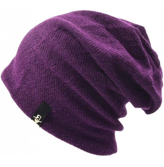 Skullies & Beanies Men Slouch Beanie Knit Long Oversized Skull Cap for Winter Summer N010 - B305-purple - CI18HRK9SUI