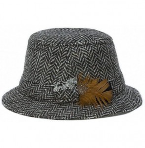 Fedoras Men's Donegal Tweed Original Irish Walking Hat - Gray Herringbone - CB18C5E7LZM