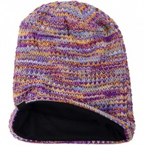 Skullies & Beanies Women's Slouchy Beanie Knit Beret Skull Cap Baggy Winter Summer Hat B08w - Purple/Yellow/White - CZ18UY23OGW