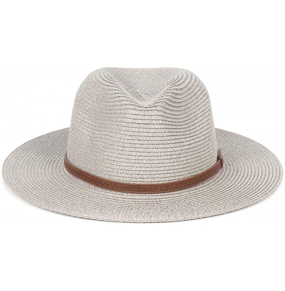 Fedoras Womens Foldable Summer Straw Hat Beach Cap Fedora Sun Beach hat UPF50+ - Fashion Gray - CX18O702LR4