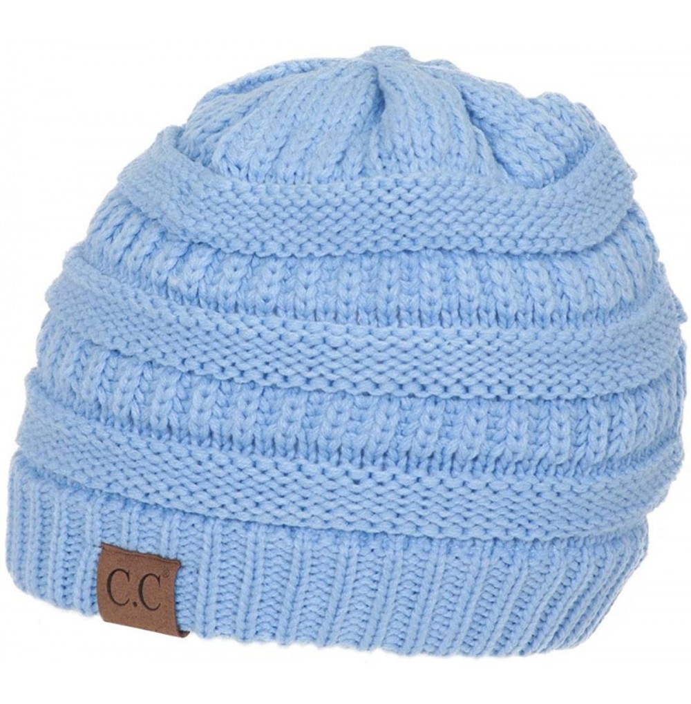 Skullies & Beanies Women's Thick Soft Knit Beanie Cap Hat - Pale Blue - CO187EYLOQ9