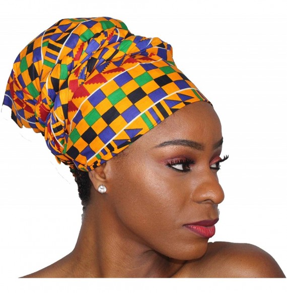 Headbands Ankara Headwrap Long Hair Head Wrap Turban and Scarf Dashiki African Print Kente and Stretch Jersey - C118UA7T4T6