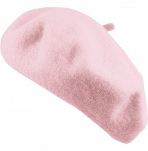Berets Traditional Women's Men's Solid Color Plain Wool French Beret One Size - Light Pink - C9189YI0LNR