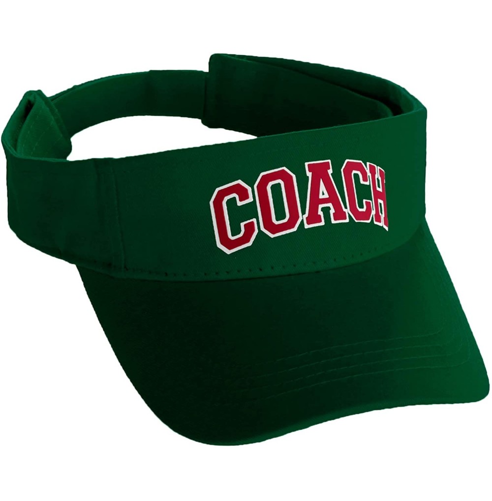 Baseball Caps Classic Sport Team Coach Arched Letters Sun Visor Hat Cap Adjustable Back - Green Hat White Red Letters - C418H...