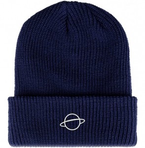 Skullies & Beanies Planet Embroidered Ribbed Cuffed Knit Beanie - Navy - C1189GWUHES