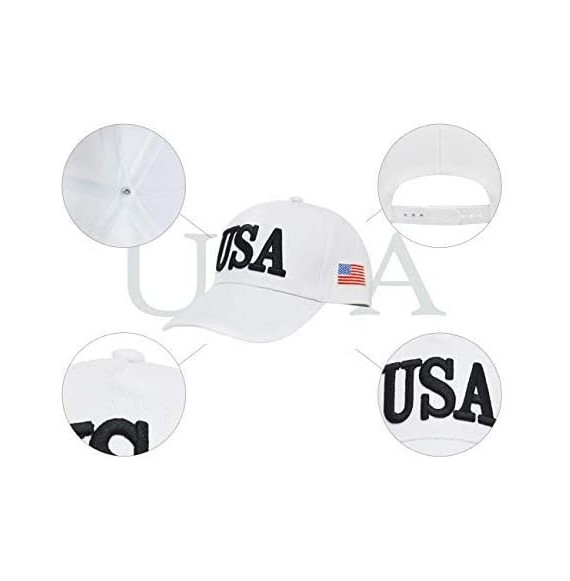 Baseball Caps USA Baseball Cap Polo Style Adjustable Embroidered Dad Hat with American Flag for Men and Women - 0.usa White -...