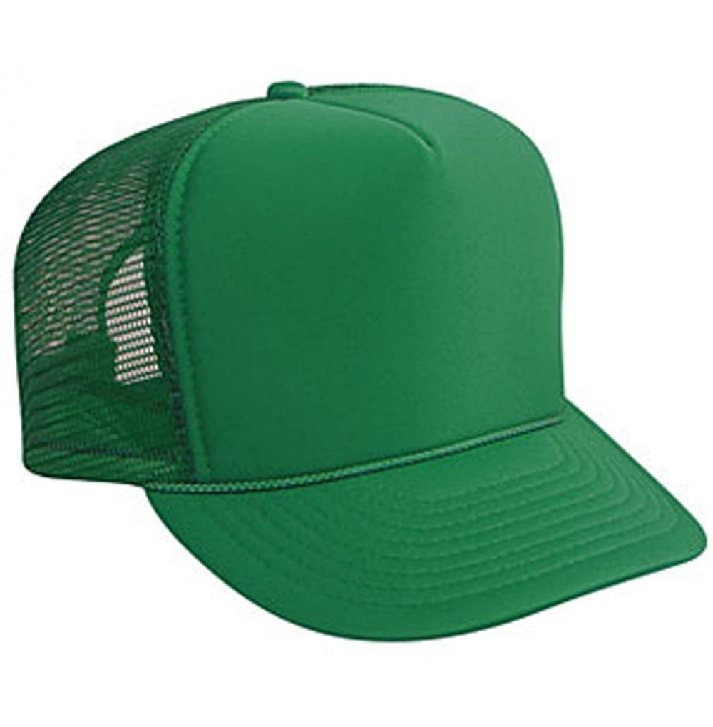 Baseball Caps Youth Polyester Foam Front Solid Color Five Panel High Crown Golf Style Mesh Back Cap - Kelly - CS11U5K6PBZ