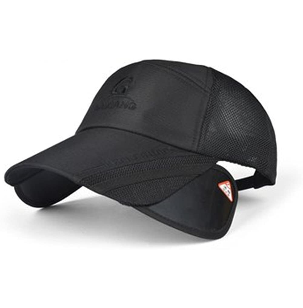 Skullies & Beanies Unisex Polyester Mesh Wide Brim Baseball Cap Adjustable Breathable Hat - Black - C418DO3UUCI