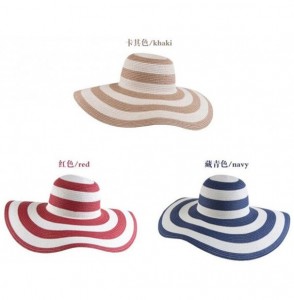 Sun Hats Womens/Big Girls Striped Floppy Hat Sun Bonnet Folding Large Brim Cap - Red - CZ12CR25PIH