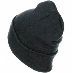 Skullies & Beanies Thick Plain Knit Beanie Slouchy Cuff Toboggan Daily Hat Soft Unisex Solid Skull Cap - Prussian Blue - CQ18...