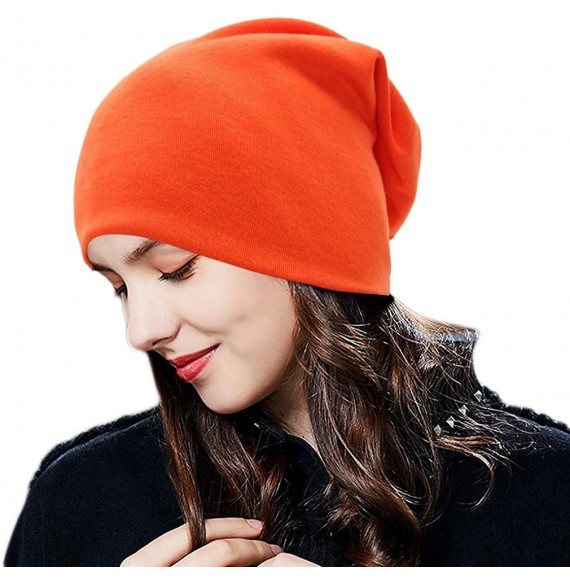 Skullies & Beanies Women Men Slouch Skull Cap Oversize Knit Beanie Hat Long Baggy Hip-hop Winter Summer Hat - Orange - CX18QS...