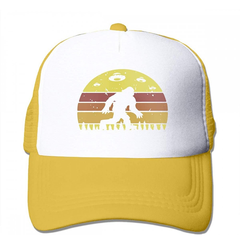 Baseball Caps Bigfoot Retro Alien Invasion UFO Adult Trucker Baseball Mesh Cap Adjustable Hat for Men Women - Yellow - CX18MG...