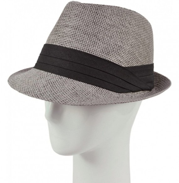 Fedoras Classic Fedora Straw Hat with Black Cotton Band - Diff Colors Avail - Grey - CD11TZFNSLB
