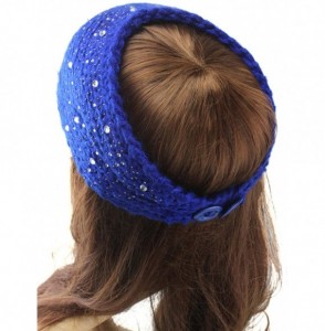 Skullies & Beanies Women Fashion Crochet Rhinestone Headband Knitted Hat Cap Headwrap Band - Black - CO187INK64W