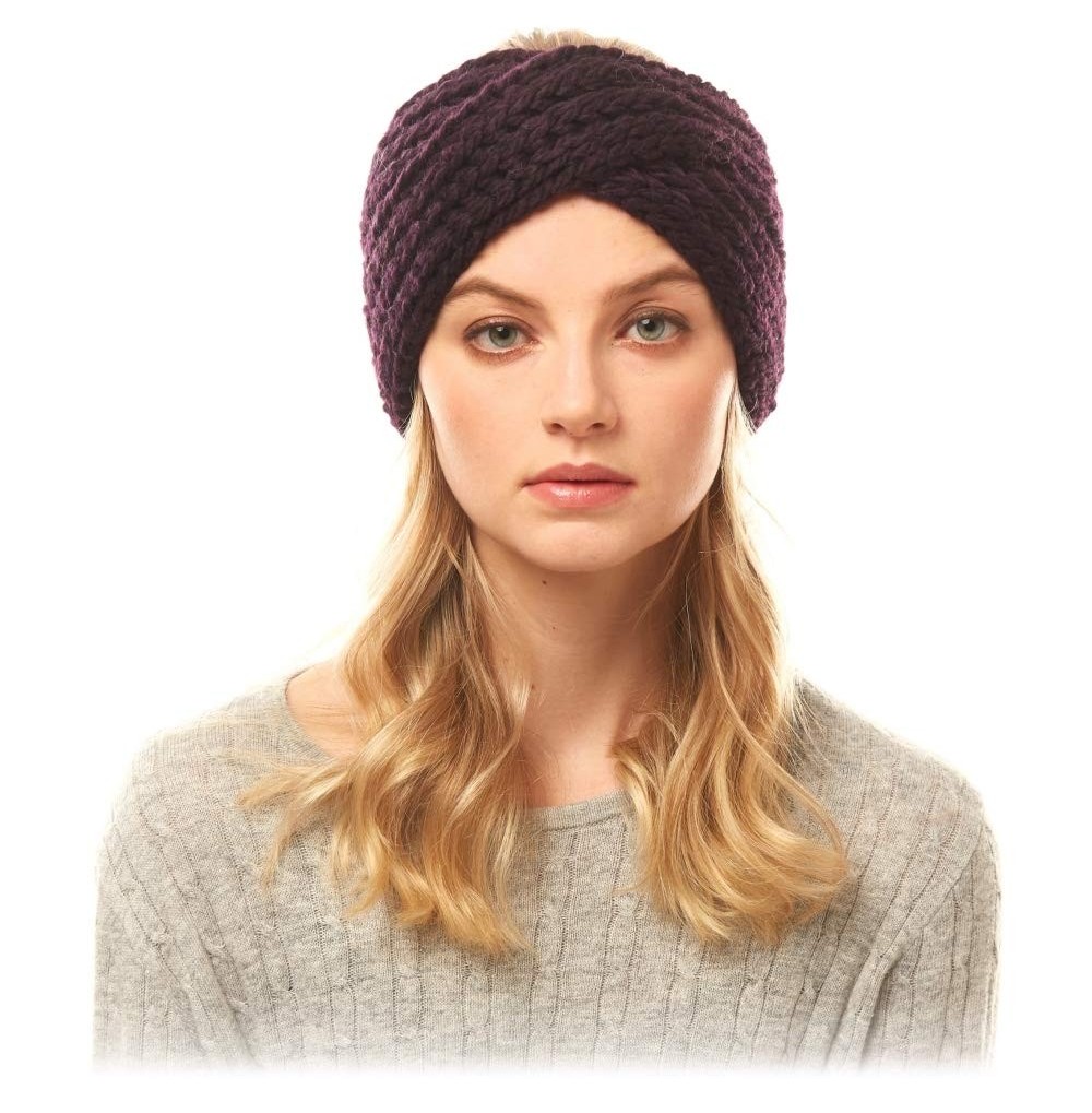 you Womens Knitted Headband Twisted Purple